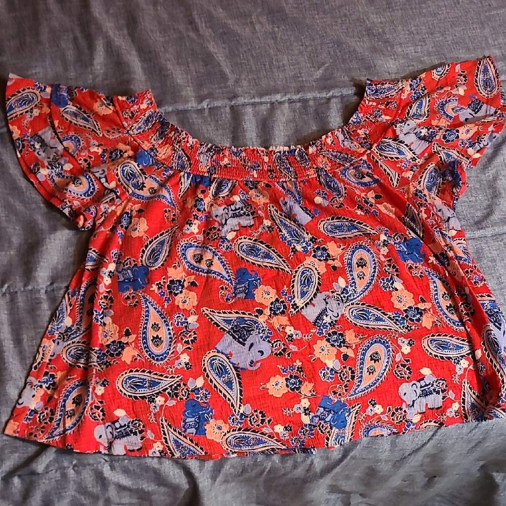 Floral Paisley Off-Shoulder Top